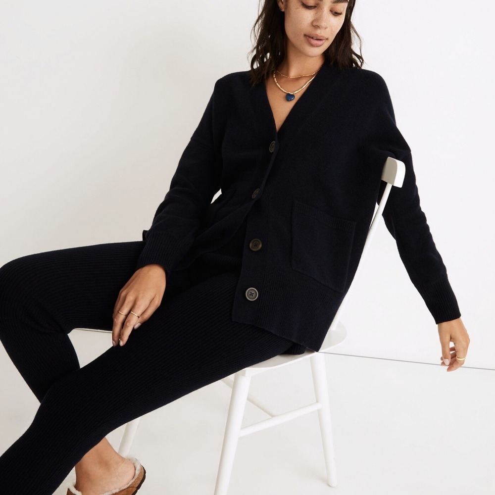 Madewell (Re)sourced Cashmere Oversized Cardigan Sweater Midnight Blue Size XL - Picture 5 of 14